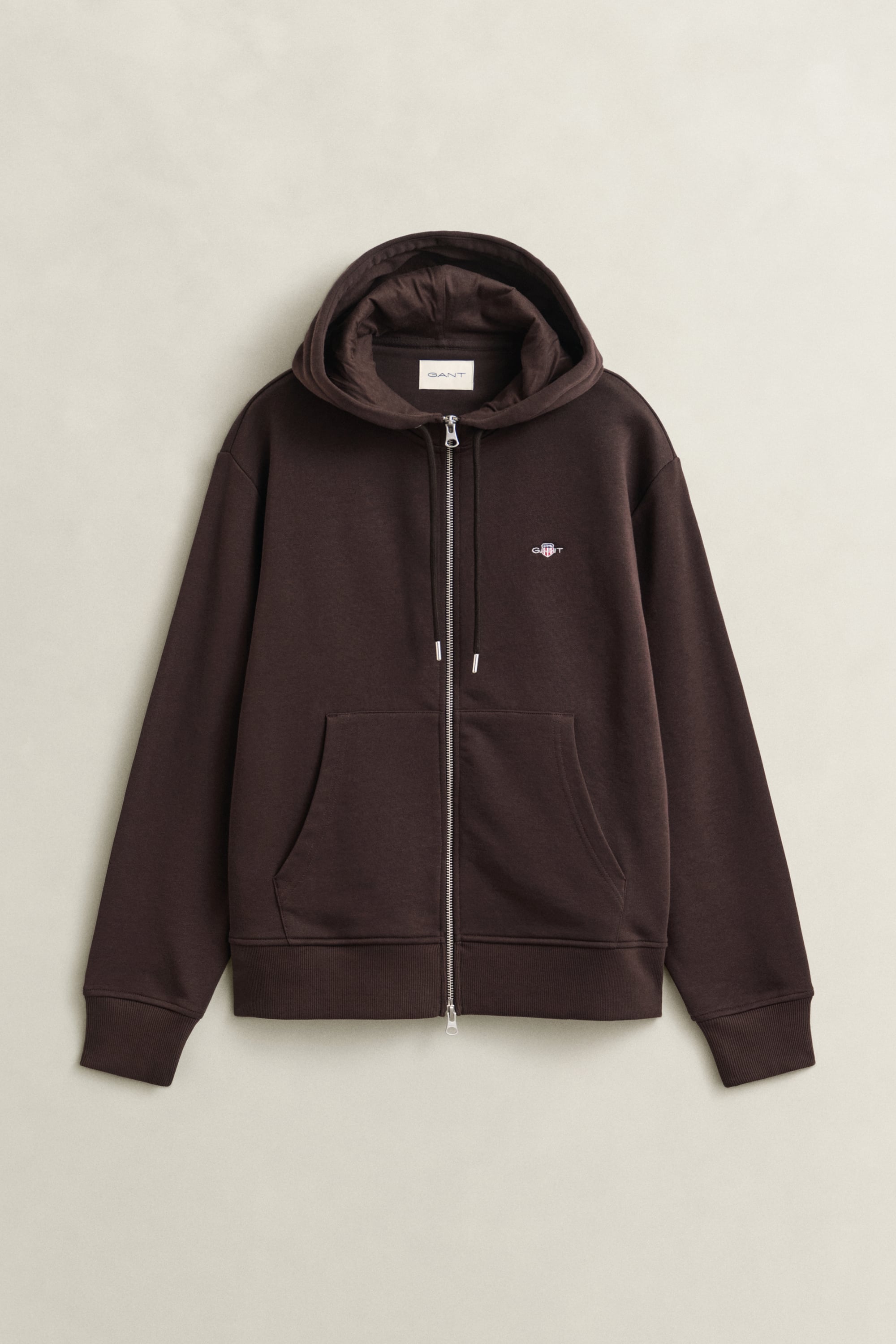 Gant Shield Zip Hoodie In Brown