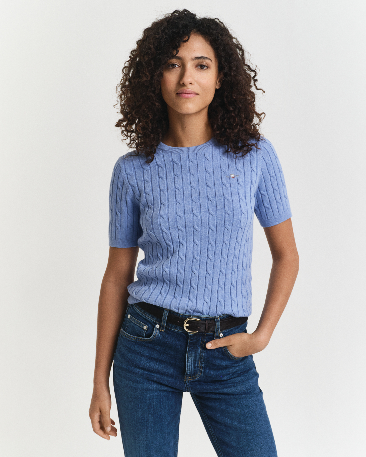 Stretch Cotton Cable Knit Sweater - GANT