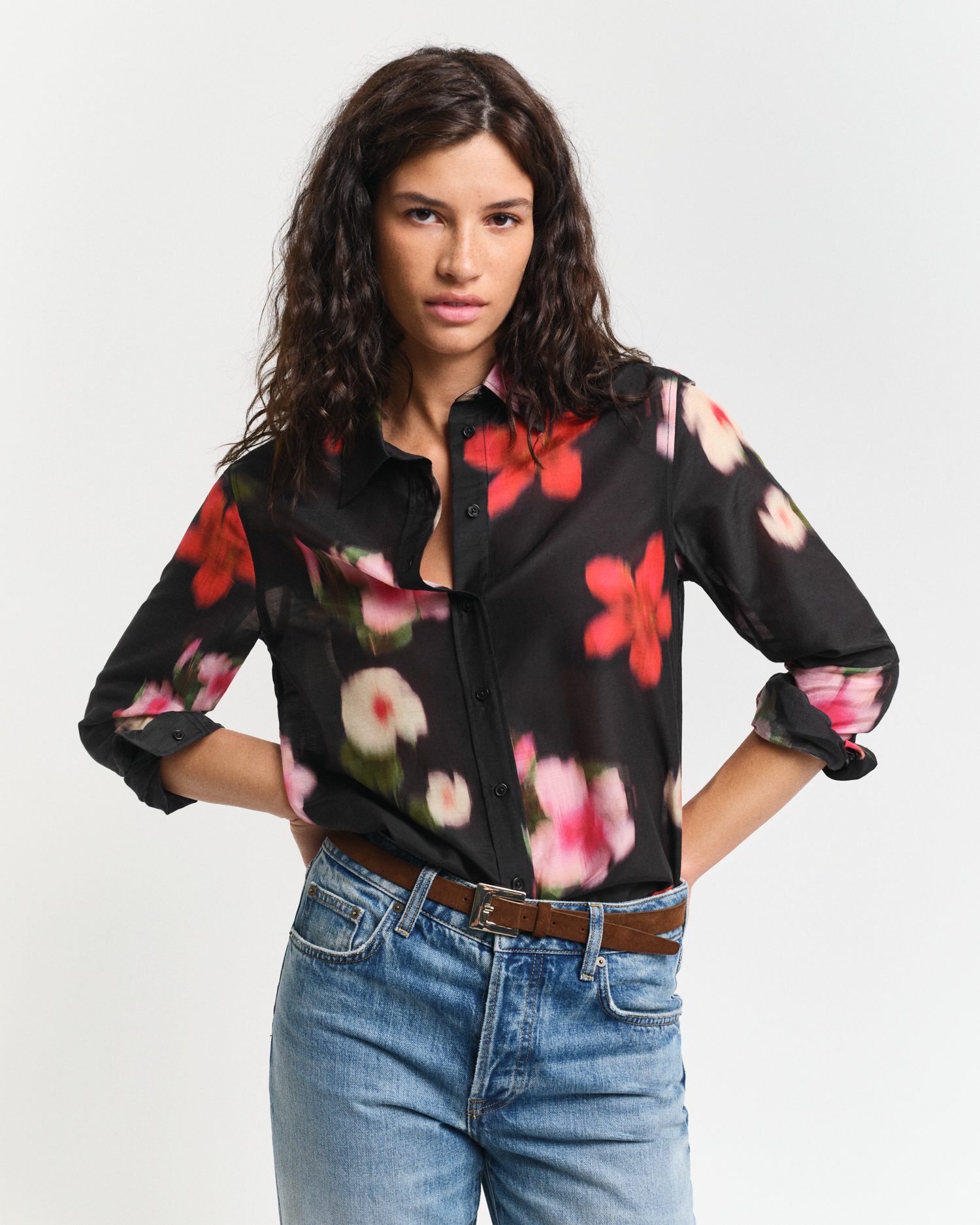 Regular Fit Floral Cotton Silk Shirt