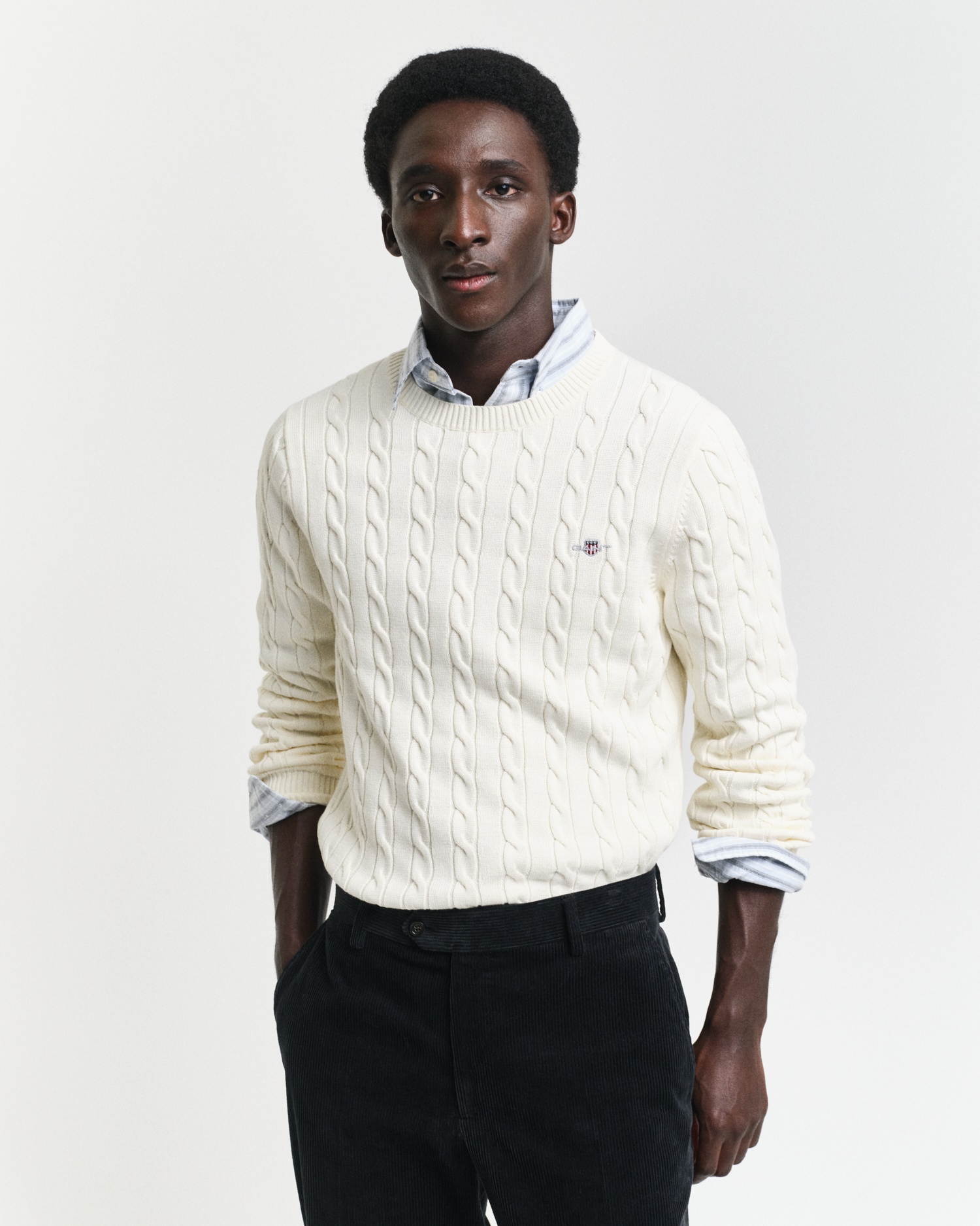 Cotton Cable Knit Crew Neck Sweater GANT