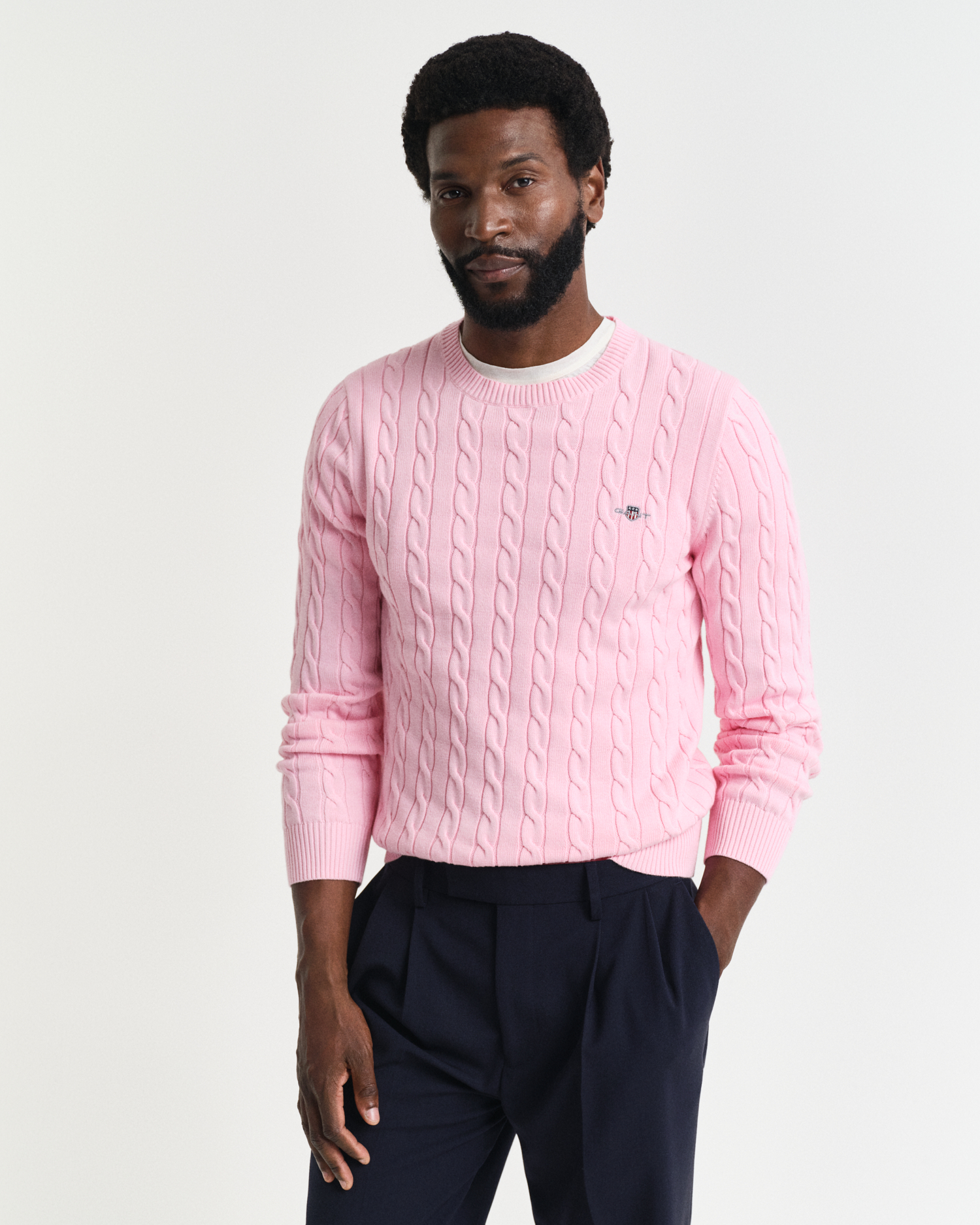 Cotton Cable Knit Crew Neck Sweater - GANT