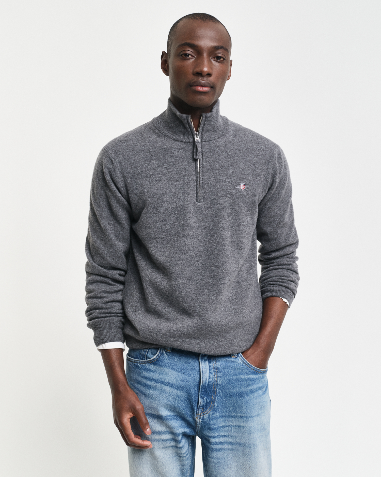Collar zip sweater sales